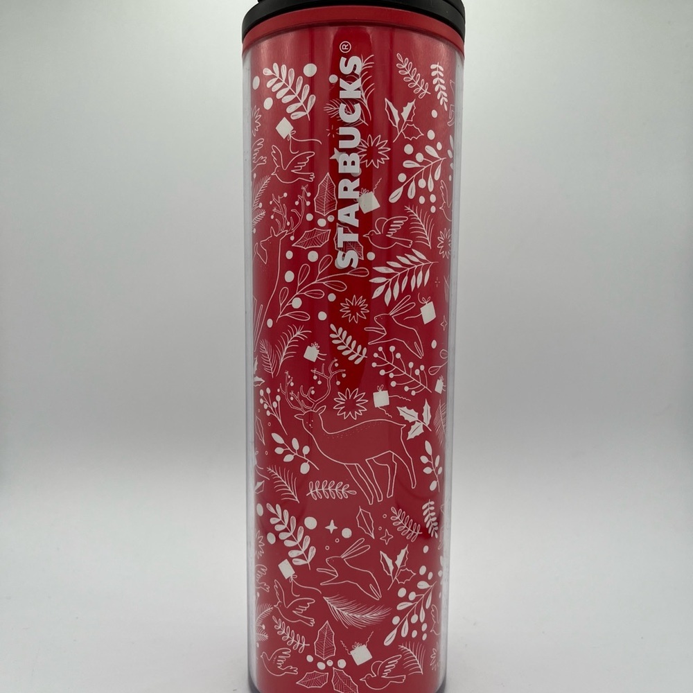Starbucks 2018 Christmas Holiday Travel Coffee Mug Tumbler 16oz Red White Deer‎